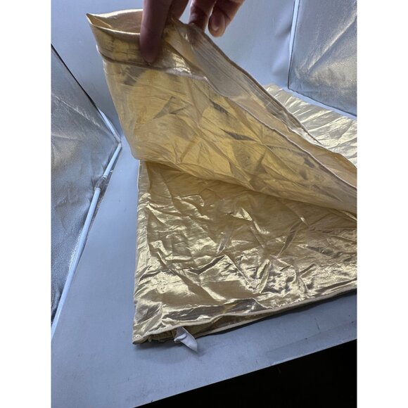 solid Gold Sheer Christmas holiday tablecloth decor tree shirt 62x100" poly READ - Picture 2 of 6